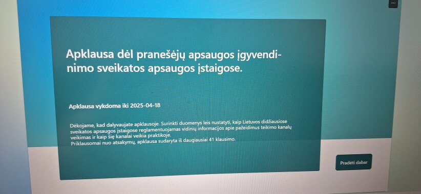 Vykdome sveikatos apsaugos įstaigų apklausą